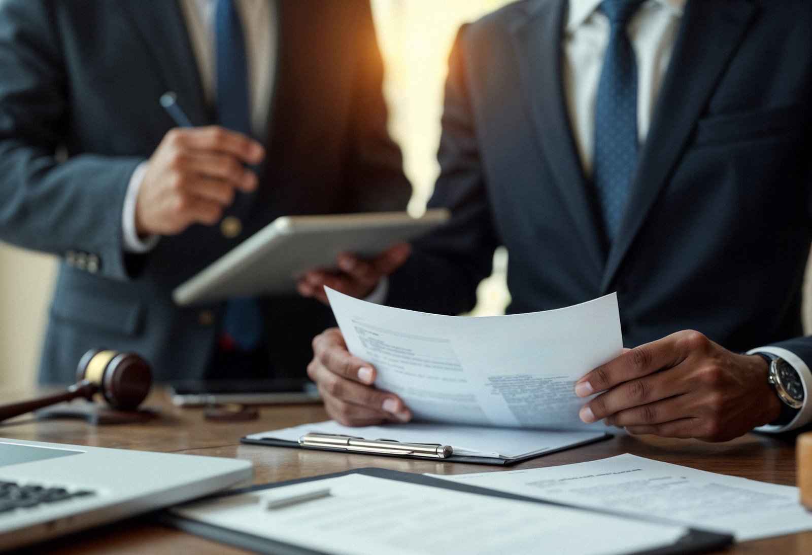 close up lawyer signing papers